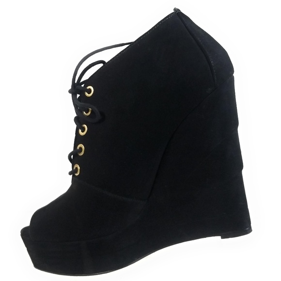 Diane Von Furstenberg Wedge Peep Toe Booties 8.5 M - Picture 2 of 8